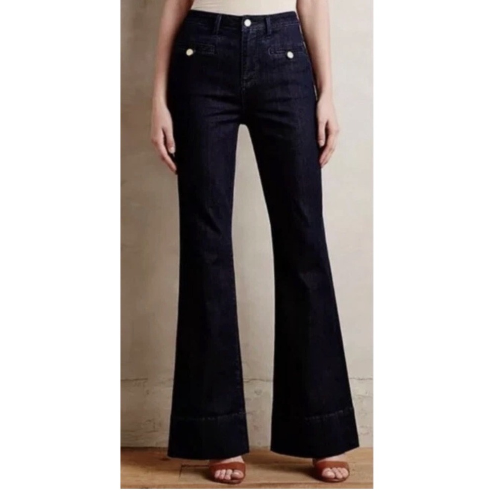 Anthropologie Pilcro Superscript High Rise Flare Jeans Dark Wash NWT Sz 27 Retro